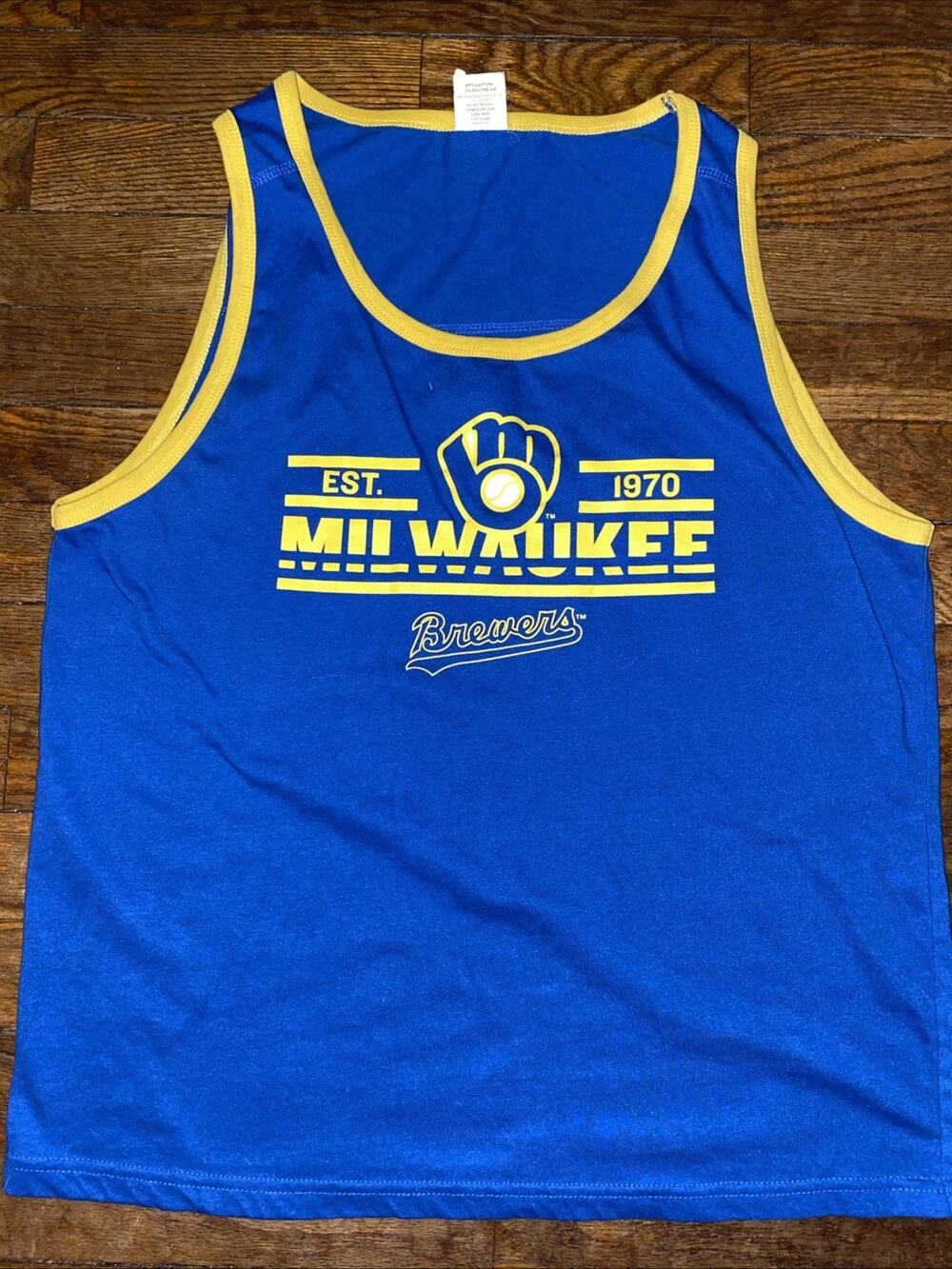 Milwaukee Brewers Men’s Medium Tank Top Team Apparel Blue Yellow MLB